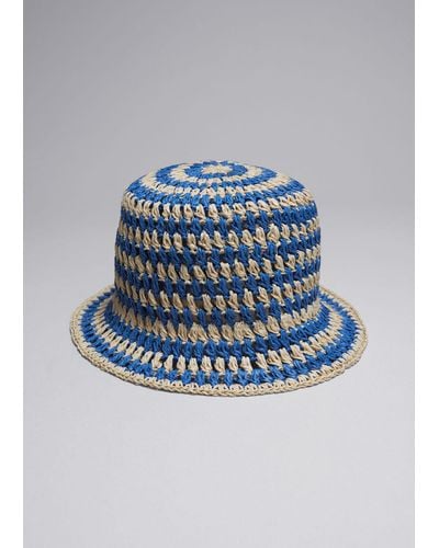 & Other Stories Crochet Straw Hat - Blue