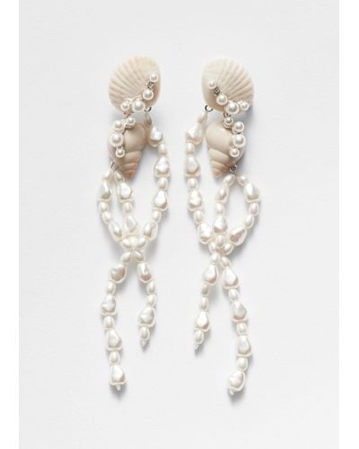 & Other Stories Pearl-tipped Seashell Earrings - White