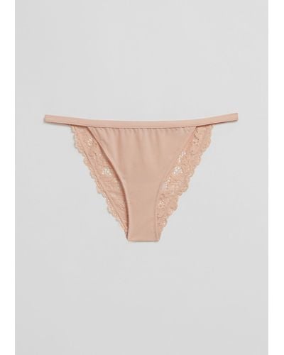 & Other Stories Scalloped Lace Mini Briefs - White