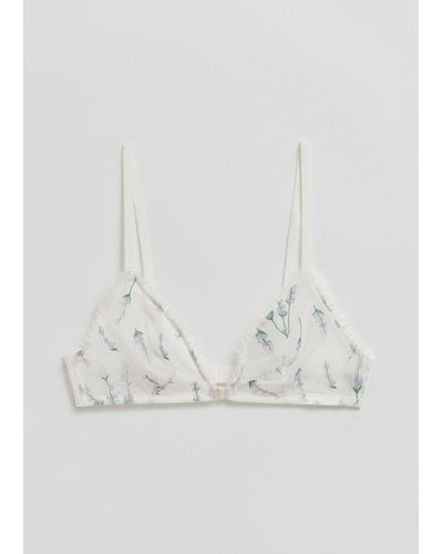 & Other Stories Flower Embroidered Soft Bra - White