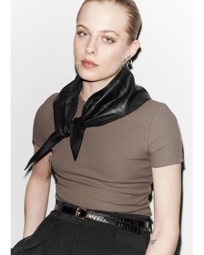 & Other Stories Leather Scarf - Black