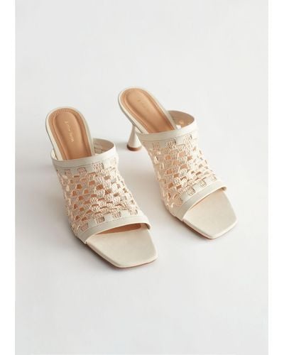 & Other Stories Crochet Heeled Mule Sandal - Natural
