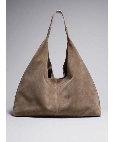 & Other Stories Large Suede Tote - Brown