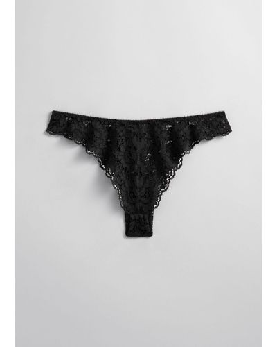 & Other Stories Scalloped Lace Tanga - Black