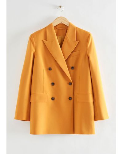 & Other Stories Relaxed Double-breasted Tailored Blazer - Orange