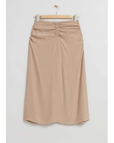 & Other Stories Ruched Midi Skirt - Grey
