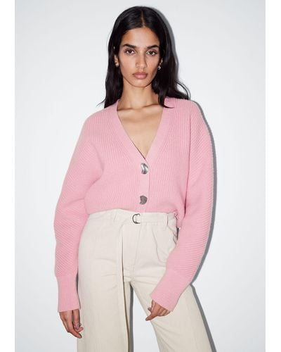 & Other Stories Metal Button Knit Cardigan - Pink