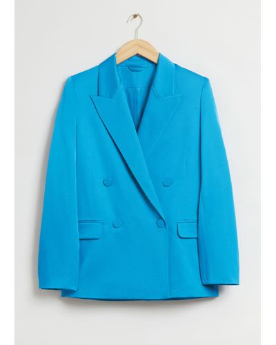 & Other Stories Tailored Double-breasted Blazer - Blue