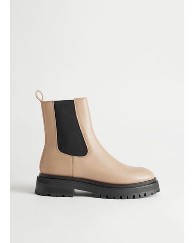 & Other Stories Chunky Leather Chelsea Boots - Natural