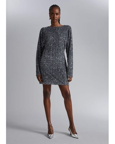 & Other Stories Sequin Mini Dress - Gray