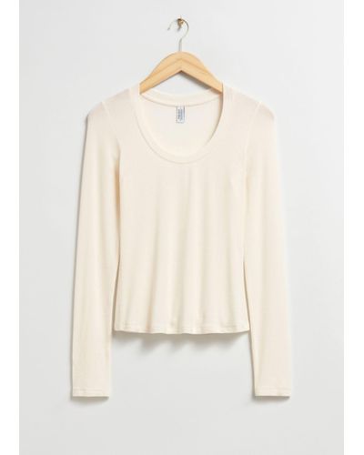 & Other Stories Scooped Neck Top - White