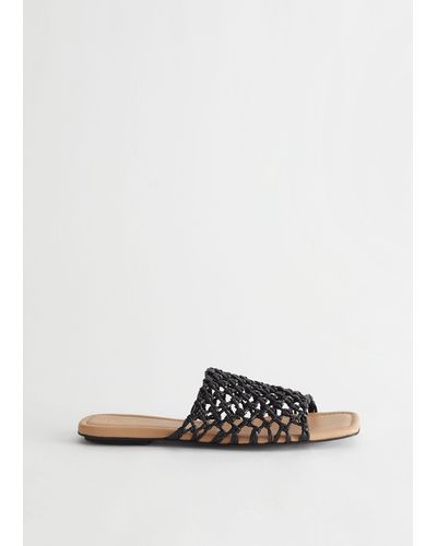 & Other Stories Braided Leather Sandals - Black