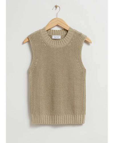 & Other Stories Knitted Crewneck Top - Green