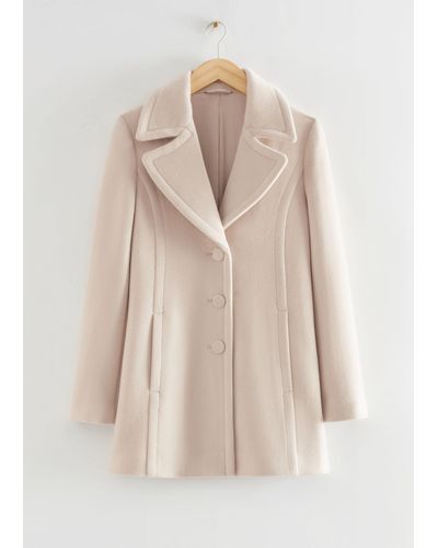 & Other Stories Fitted Mid-length Wool Coat - Natural