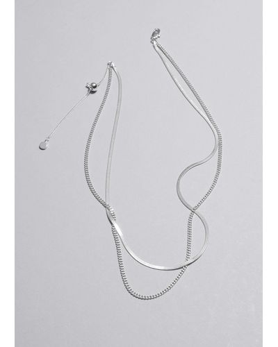 & Other Stories Double Chain Necklace - White