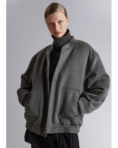 & Other Stories Oversized Wool Jacket - Gray