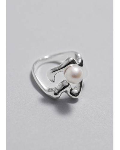 & Other Stories Freshwater Pearl Ring - Grey