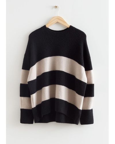 & Other Stories Relaxed Striped Knit Sweater - Black