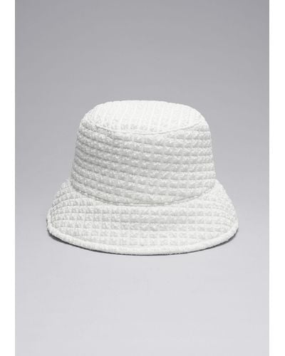 & Other Stories Waffle Bucket Hat - White