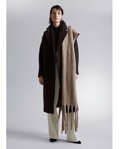 & Other Stories Voluminous Belted Wool Coat - Brown