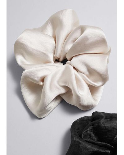 & Other Stories Duo Extra-large Satin Finish Scrunchie Set - Black