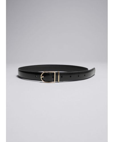 & Other Stories Leather Belt - Gray