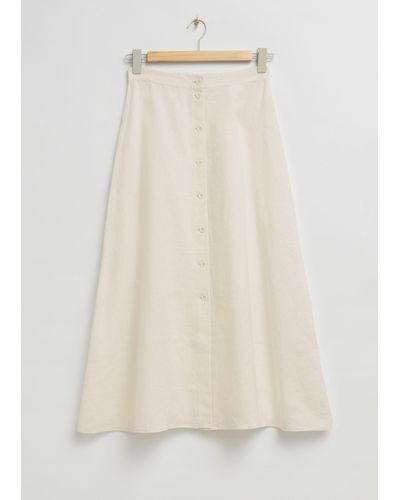 & Other Stories Buttoned A-line Midi Skirt - White