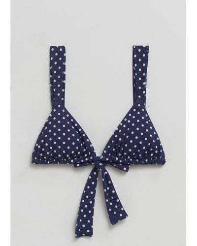 & Other Stories Polka-dot Triangle Bikini Top - Blue