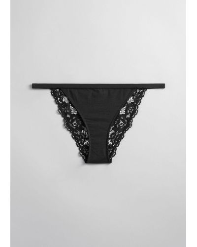 & Other Stories Scalloped Lace Mini Briefs - Black