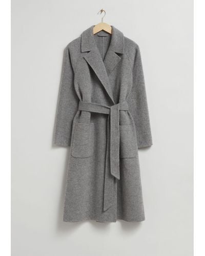 & Other Stories Patch Pocket Belted Coat - Gray