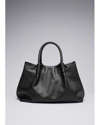 & Other Stories Classic Leather Tote - Black
