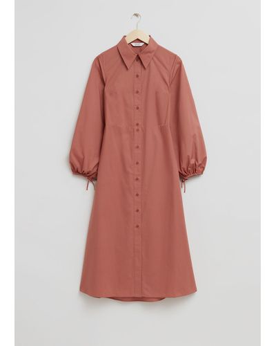 & Other Stories Fitted Cut-out Shirt Dress - Red