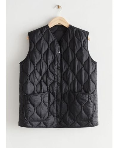& Other Stories Buttoned Quilted Vest - Black