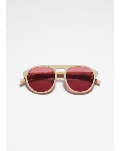 & Other Stories Rounded Aviator Sunglasses - Red