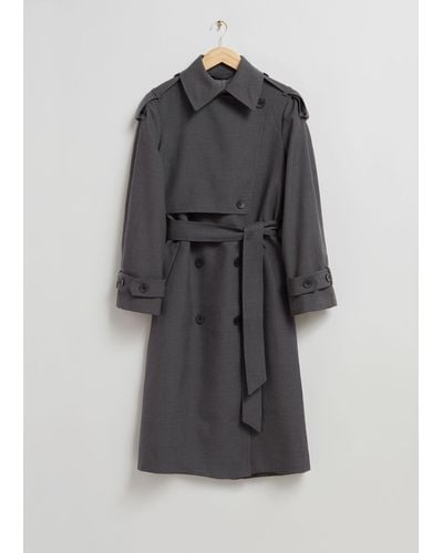& Other Stories Belted Trench Coat - Grey