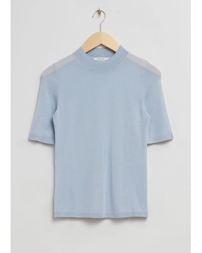 & Other Stories Delicate Knit T-shirt - Blue