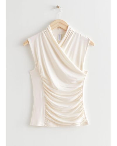 & Other Stories Ruched Sleeveless Top - White