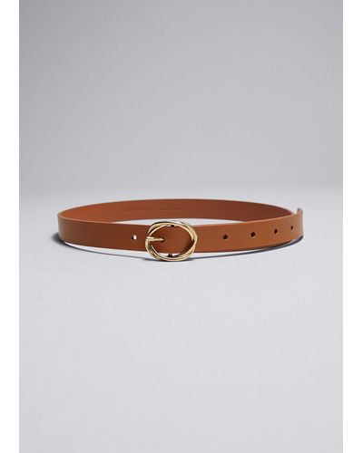 & Other Stories Knot-buckle Leather Belt - Grey
