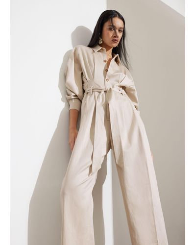 & Other Stories Relaxed Belted Jumpsuit - Natural