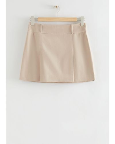 & Other Stories Pleated A-line Mini Skirt - Natural