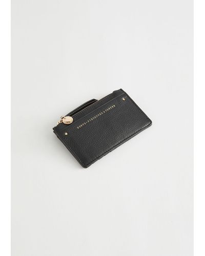 & Other Stories Leather Card Wallet - Black