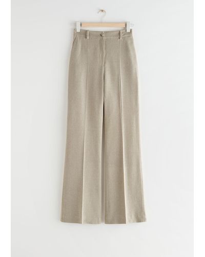 & Other Stories Slim Silk Press Crease Trousers - Natural