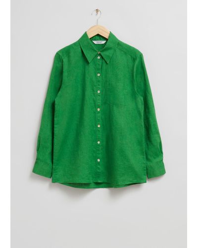 & Other Stories Oversized Patch Pocket Shirt - Green