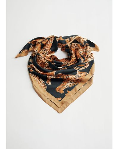 & Other Stories Glossy Leopard Motif Scarf - Natural