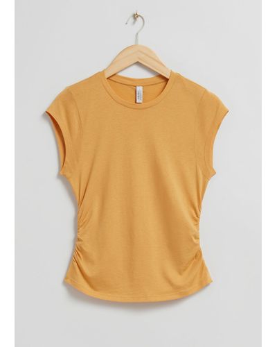 & Other Stories Ruched Seam T-shirt - Natural