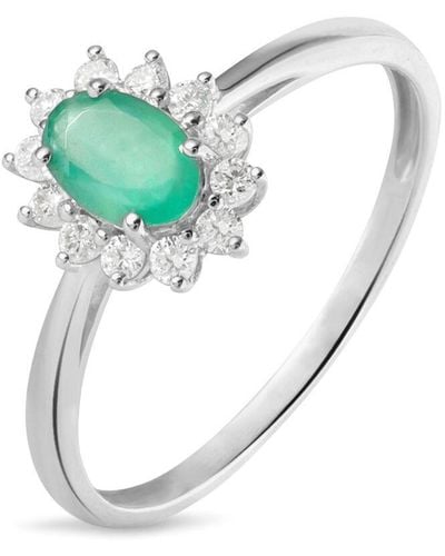 Stroili Anello Solitario Charlotte Oro Bianco Smeraldo Diamante - Verde