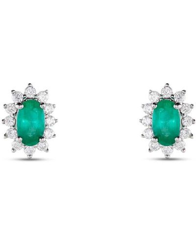 Stroili Orecchini Lobo Charlotte Oro Bianco Smeraldo Diamante - Verde
