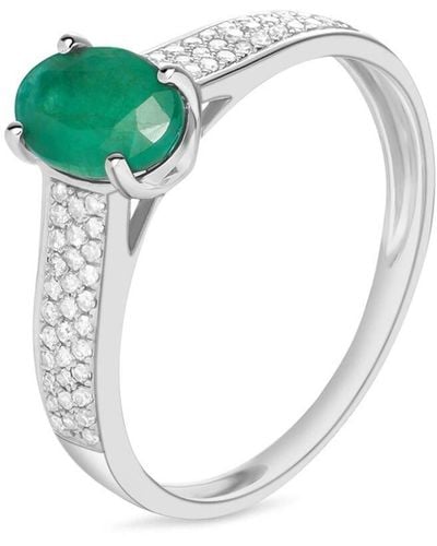 Stroili Anello Solitario Charlotte Oro Bianco Smeraldo Diamante - Verde