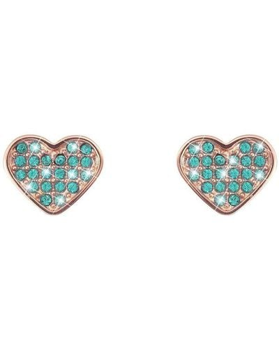 Stroili Orecchini cuore in acciaio rosa e cristalli verdi - Blu