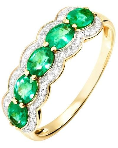 Stroili Anello Fascia Charlotte Oro Giallo Smeraldo Diamante - Verde